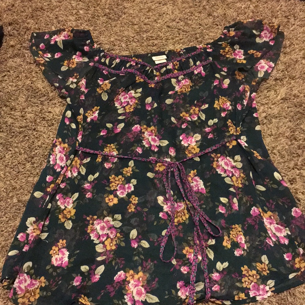 Sheer floral blouse